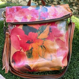 Patricia Nash Luzille Floral Leather Convertible Backpack/Crossbody.